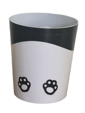 Two-Tone Paw-Accent Waste Bin — White and Black